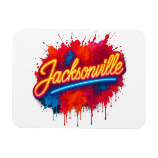 Jacksonville Levendig Neon Spat Stad Design Magneet
