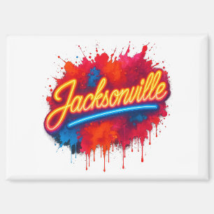 Jacksonville Retro Neon Street Art Design Magneet