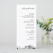 Jacksonville Silhouette Schets Bruiloft Diner Menu (Staand voorkant)