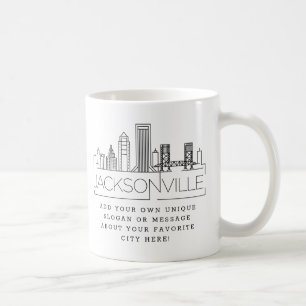 Jacksonville   Stylized City Skyline Custom Slogan Koffiemok