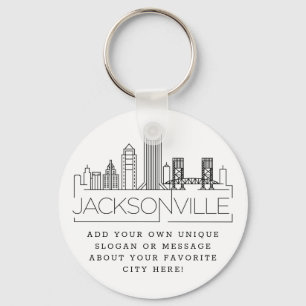 Jacksonville Stylized Skyline Aangepaste slogan Sleutelhanger