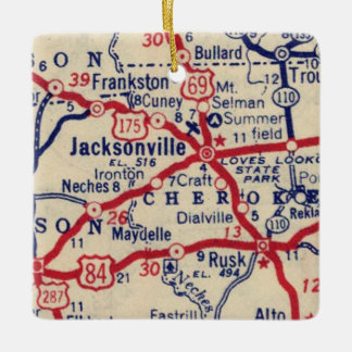Jacksonville TX 1941 Map Keramisch Ornament