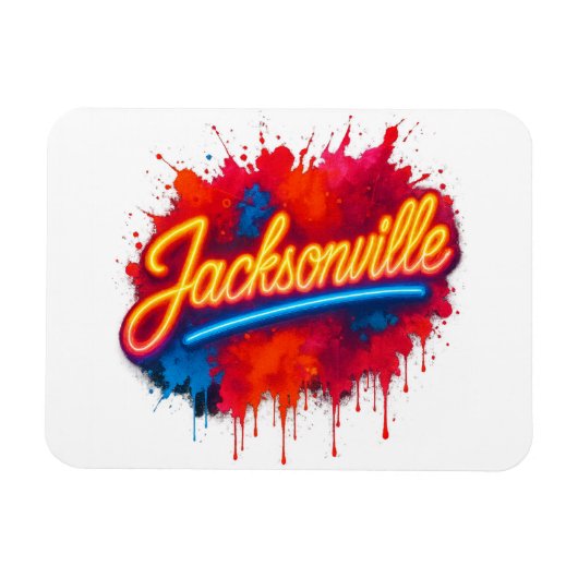 Jacksonville Vibrant Neon Splash City Design Magneet (Horizontaal)