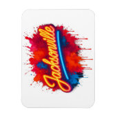 Jacksonville Vibrant Neon Splash City Design Magneet (Verticaal)