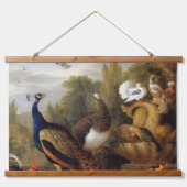 Jacob Bogdani Peacock Peahen Parrots Canary Hangend Wandkleed (Voorkant)