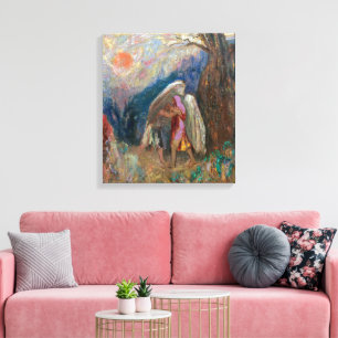 Jacob en de engel Odilon Redon Canvas Afdruk