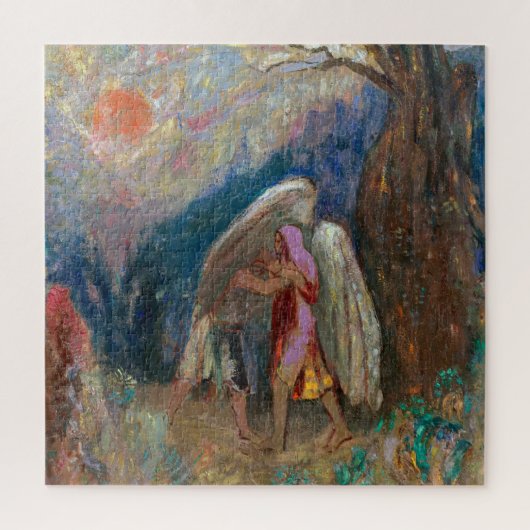 Jacob en de engel | Odilon Redon | Legpuzzel (Verticaal)