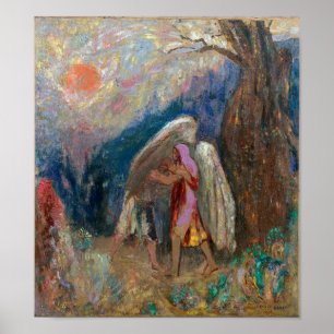 Jacob en de engel   Odilon Redon   Poster