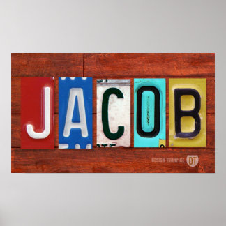 JACOB License Bord Lettering Name Sign Poster