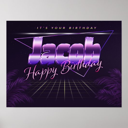 Jacob Name Vorname lila retro Poster Geburtstag (Voorkant)