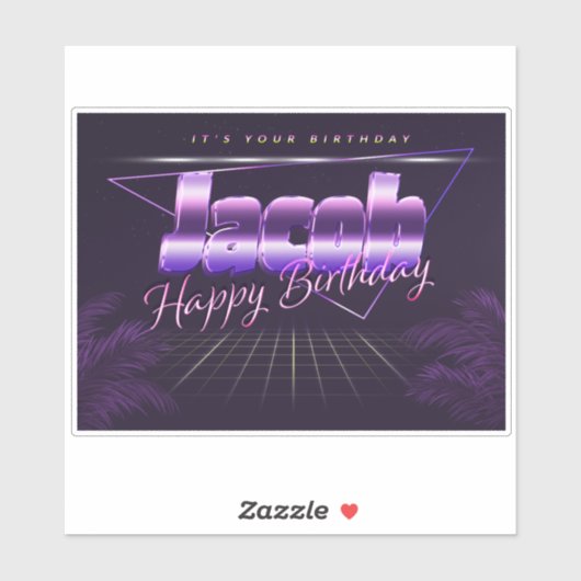 Jacob Prénom lila retro Sticker (Feuille)