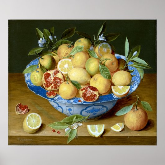 Jacob van Hulsdonck Stilleven met Lemons, Oranje Poster (Voorkant)