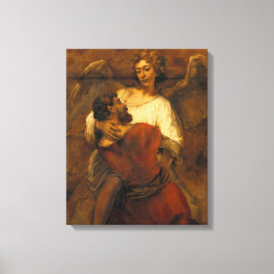 Jacob Wrestling met de Engel - Rembrandt - c1659 Canvas Afdruk