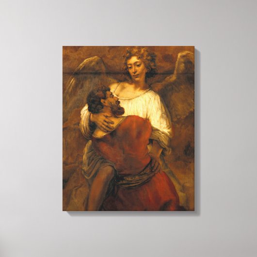 Jacob Wrestling met de Engel - Rembrandt - c1659 Canvas Afdruk (Voorkant)