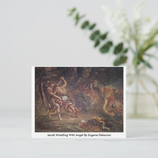 Jacob Wrestling with Angel van Eugene Delacroix Briefkaart (Staand voorkant)