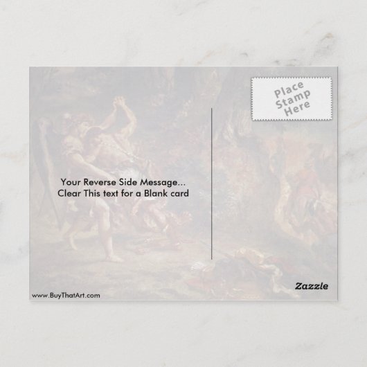 Jacob Wrestling with Angel van Eugene Delacroix Briefkaart (Achterkant)