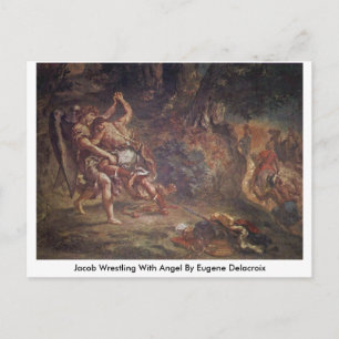 Jacob Wrestling with Angel van Eugene Delacroix Briefkaart