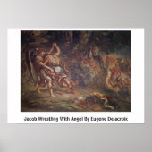 Jacob Wrestling with Angel van Eugene Delacroix Poster (Voorkant)