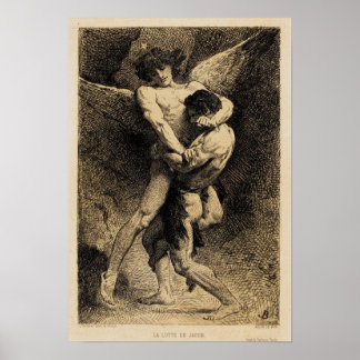 Jacob Wrestling with the Angel van Léon Bonnat 187 Poster