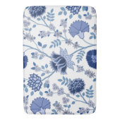 Jacobean Bloemen LG Patroon Blauw op Wit Badmat (Voorkant Verticaal)
