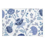 Jacobean Bloemen LG Patroon Blauw op Wit Kussensloop (Voorkant)