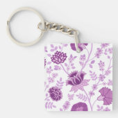 Jacobean Bloemen LG Patroon Pinks op Wit Sleutelhanger (voorkant)