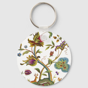 Jacobean Crewel Embroidery Tree of Life Sleutelhanger