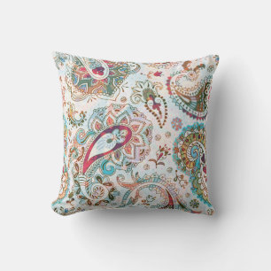 Jacobean Etnisch Bloemen Patroon Kussen