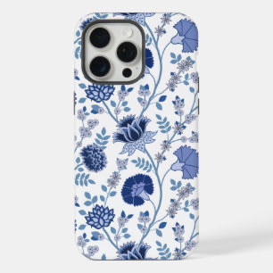 Jacobean Floral Big Motif Blues sur blanc