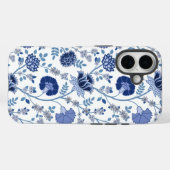 Jacobean Floral Big Pattern Blues op wit Case-Mate iPhone Case (Achterkant (horizontaal))