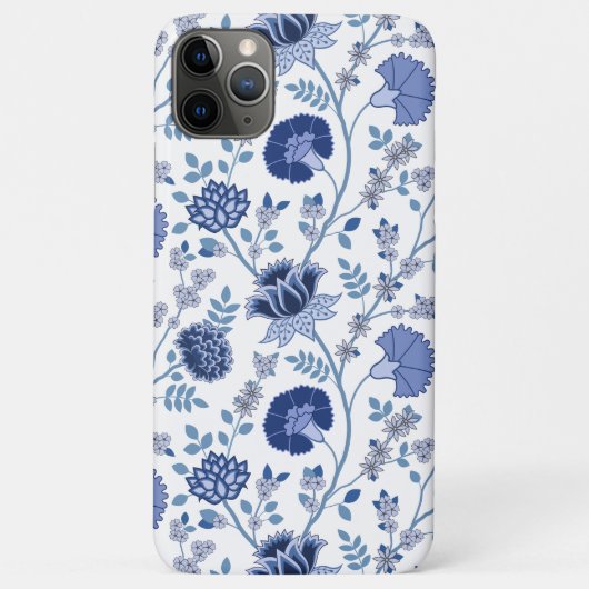 Jacobean Floral Big Pattern Blues op wit Case-Mate iPhone Case (Achterkant)