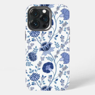 Jacobean Floral Big Pattern Blues op wit iPhone 13 Pro Hoesje