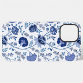 Jacobean Floral Big Pattern Blues op wit iPhone Hoesje (Achterkant horizontaal)