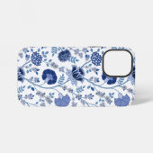 Jacobean Floral Big Pattern Blues op wit iPhone Hoesje (Achterkant horizontaal)