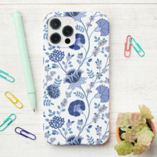 Jacobean Floral Big Pattern Blues op wit iPhone 12 Pro Max Hoesje