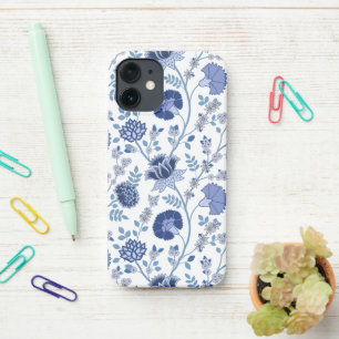 Jacobean Floral Big Pattern Blues op wit iPhone 12 Mini Hoesje