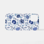 Jacobean Floral Big Pattern Blues op wit iPhone Hoesje (Achterkant horizontaal)