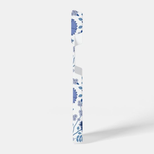 Jacobean Floral Big Pattern Blues op wit iPhone Hoesje (Linkerkant)