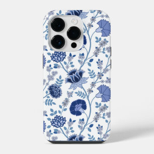 Jacobean Floral Big Pattern Blues op wit iPhone 14 Plus Hoesje