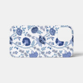 Jacobean Floral Big Pattern Blues op wit iPhone Hoesje (Achterkant horizontaal)