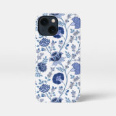 Jacobean Floral Big Pattern Blues op wit iPhone Hoesje (Achterkant)