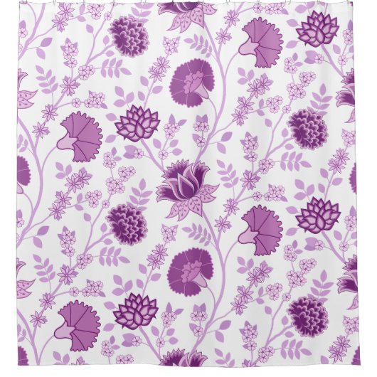 Jacobean Floral Big Pattern Pinks op wit Douchegordijn (Voorkant)
