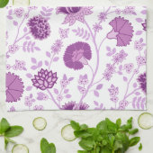 Jacobean Floral Big Pattern Pinks op wit Theedoek (Gevouwen)