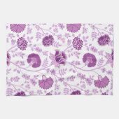 Jacobean Floral Big Pattern Pinks op wit Theedoek (Horizontaal)