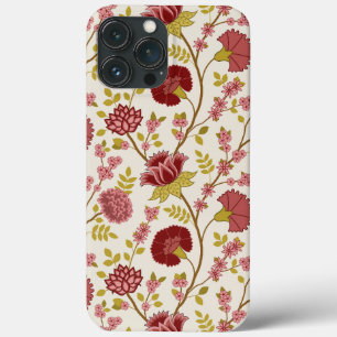 Jacobean Floral Big Pattern Reds Pinks Gold Cream iPhone 13 Pro Max Hoesje