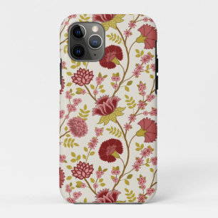 Jacobean Floral Big Pattern Reds Pinks Gold Cream iPhone 11 Pro Hoesje