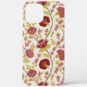 Jacobean Floral Big Pattern Reds Pinks Gold Cream iPhone 12 Pro Max Hoesje