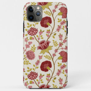 Jacobean Floral Big Pattern Reds Pinks Gold Cream iPhone 11 Pro Max Hoesje