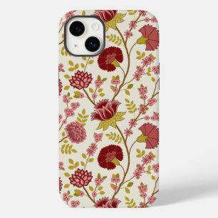 Jacobean Floral Big Pattern Reds Pinks Gold Cream Case-Mate iPhone 14 Plus Hoesje