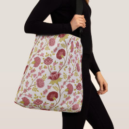 Jacobean Floral Big Pattern Reds Pinks Gold Cream Crossbody Tas